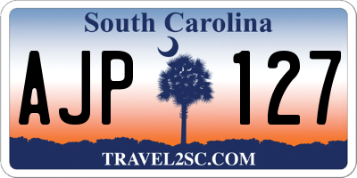SC license plate AJP127