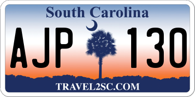SC license plate AJP130