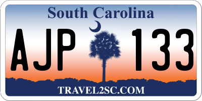 SC license plate AJP133