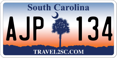 SC license plate AJP134