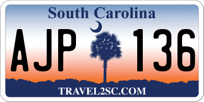SC license plate AJP136