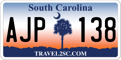 SC license plate AJP138