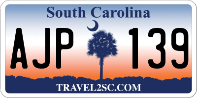 SC license plate AJP139