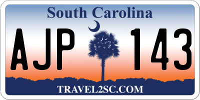 SC license plate AJP143