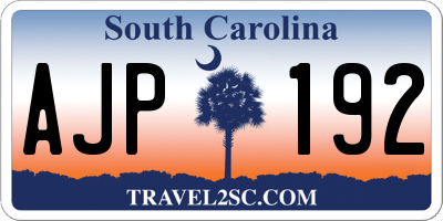 SC license plate AJP192
