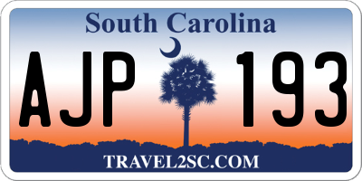 SC license plate AJP193