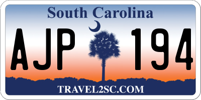 SC license plate AJP194