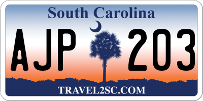 SC license plate AJP203