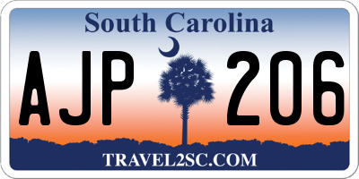 SC license plate AJP206