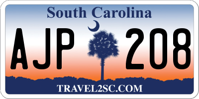 SC license plate AJP208
