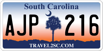 SC license plate AJP216