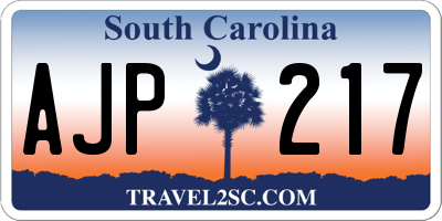 SC license plate AJP217