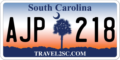 SC license plate AJP218
