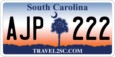 SC license plate AJP222