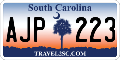 SC license plate AJP223