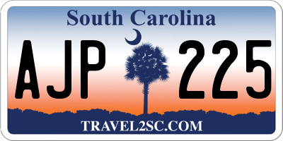 SC license plate AJP225