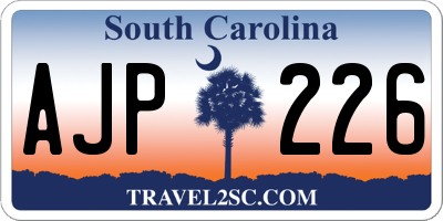 SC license plate AJP226