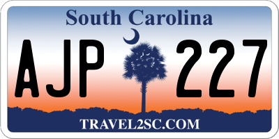 SC license plate AJP227
