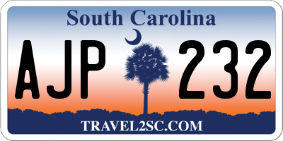 SC license plate AJP232