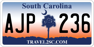 SC license plate AJP236