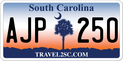 SC license plate AJP250