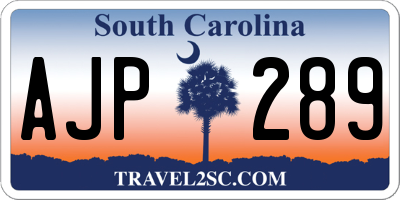 SC license plate AJP289