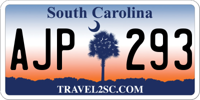 SC license plate AJP293