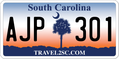 SC license plate AJP301