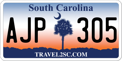 SC license plate AJP305