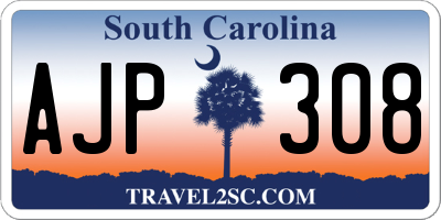 SC license plate AJP308