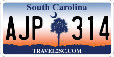 SC license plate AJP314