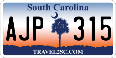 SC license plate AJP315