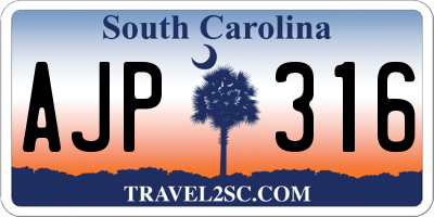 SC license plate AJP316