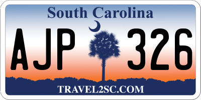 SC license plate AJP326