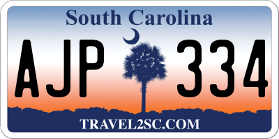 SC license plate AJP334