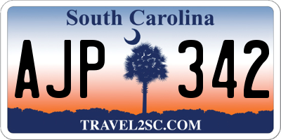 SC license plate AJP342