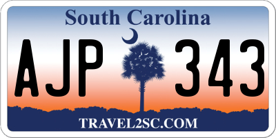 SC license plate AJP343