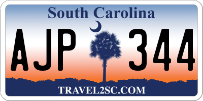 SC license plate AJP344