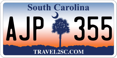 SC license plate AJP355