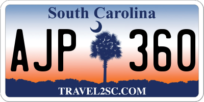 SC license plate AJP360