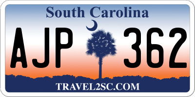 SC license plate AJP362
