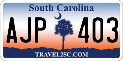 SC license plate AJP403
