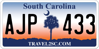 SC license plate AJP433