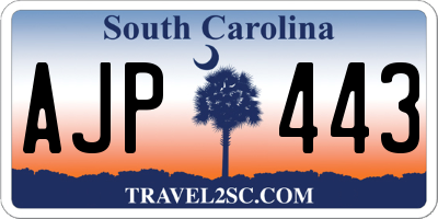 SC license plate AJP443