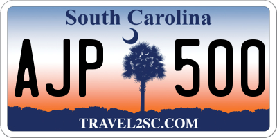 SC license plate AJP500