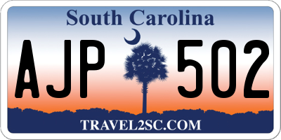 SC license plate AJP502