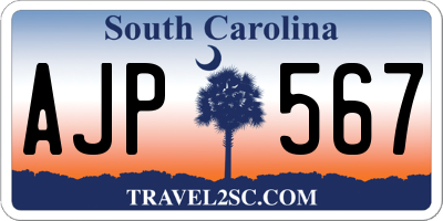 SC license plate AJP567