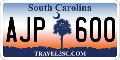 SC license plate AJP600