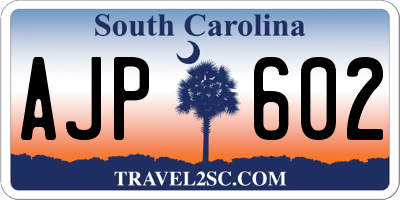 SC license plate AJP602