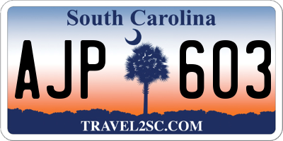 SC license plate AJP603